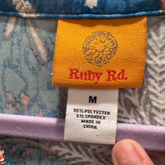 3 for $20 - * Teal Floral V-Neck Tunic with Purple & Orange Accents - Picture 4 of 5